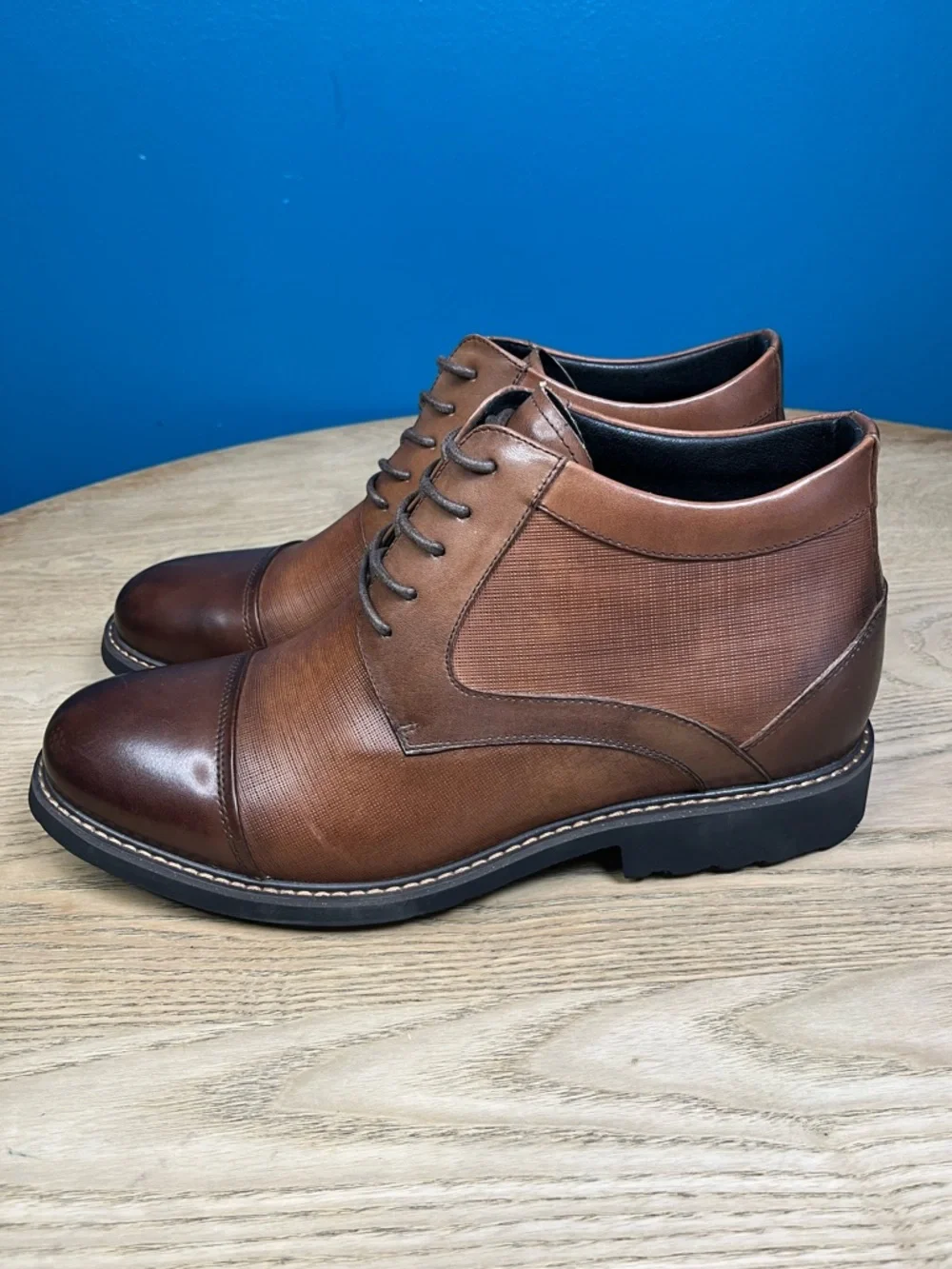 CALTO Men's Invisible Height Increasing Elevator Shoes Brown Leather Size 11
